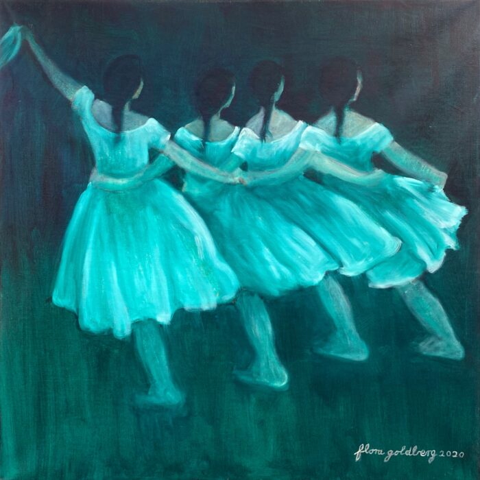 Flora Goldberg – Armonía esmeralda – Óleo sobre tela de lino