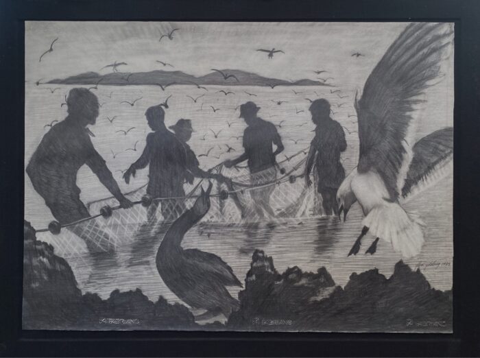 Flora Goldberg – Pescadores – Grafito sobre papel - Imagen 2