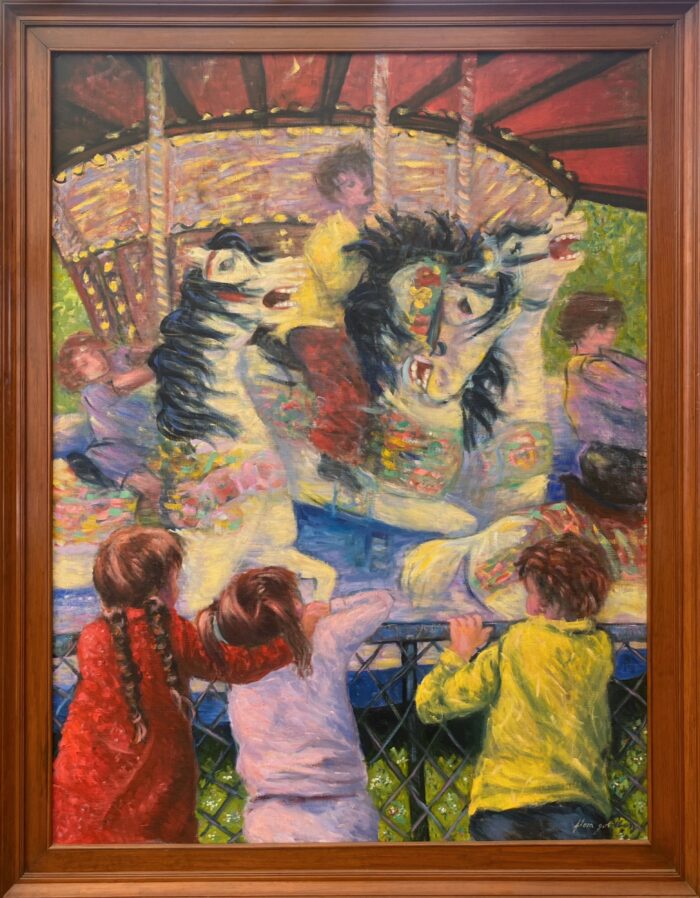 Flora Goldberg – Carrusel en movimiento – Óleo sobre tela de lino