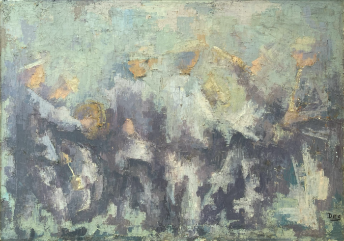 Flora Goldberg – Banda de pueblo – Acrílico sobre tela
