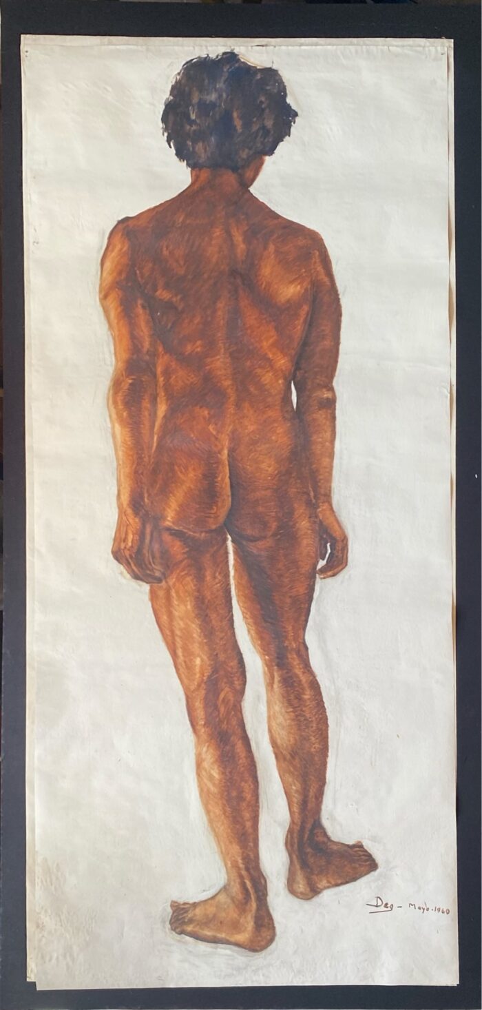 Flora Goldberg – Desnudo masculino – Óleo sobre papel - Imagen 2