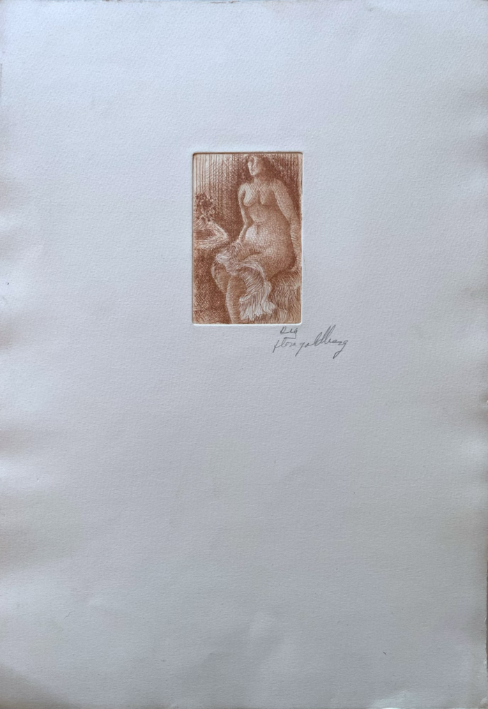 Flora Goldberg – Desnudo sentado – Grabado sobre papel - Imagen 2