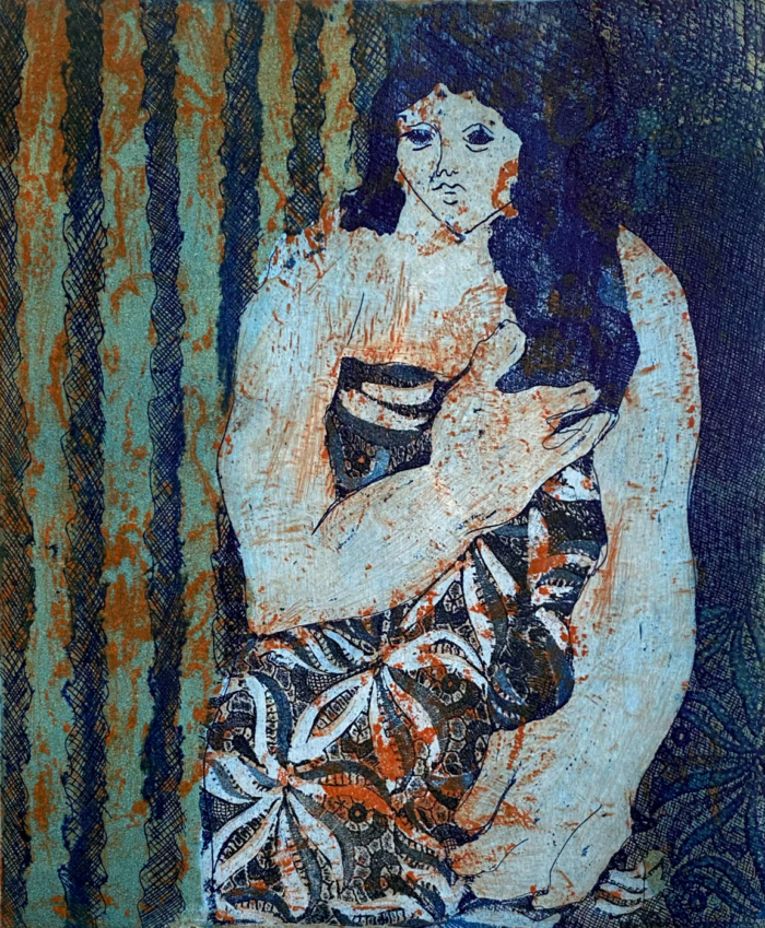 Flora Goldberg – Después del baño – Grabado de dos planchas sobre papel