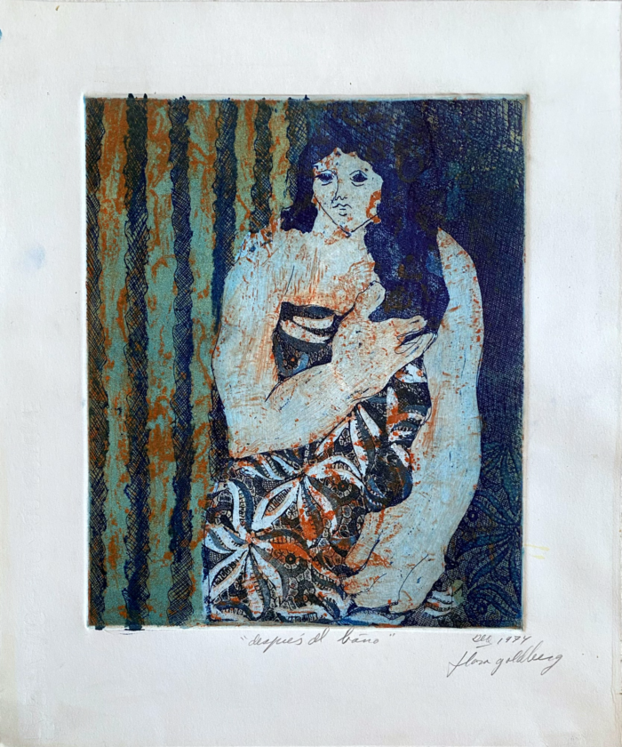Flora Goldberg – Después del baño – Grabado de dos planchas sobre papel - Imagen 2