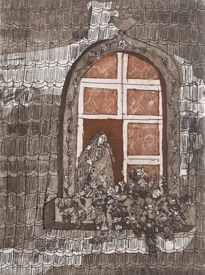 Flora Goldberg – El balcón – Grabado sobre papel