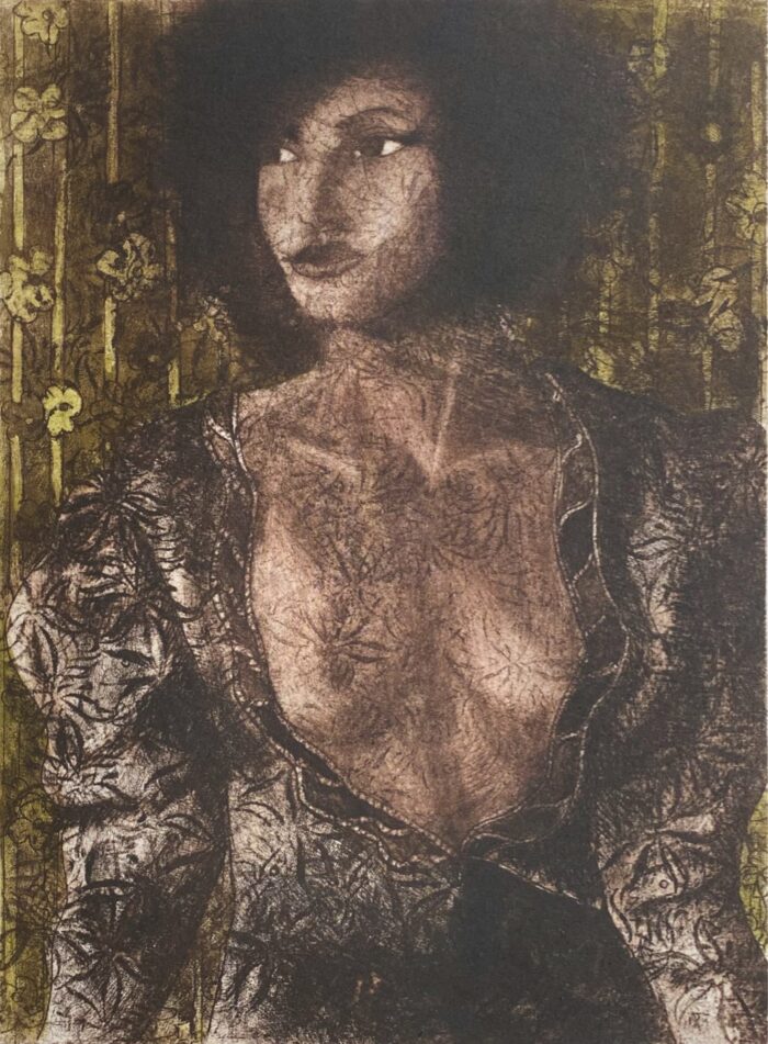 Flora Goldberg – Mujer ilustrada – Grabado sobre papel