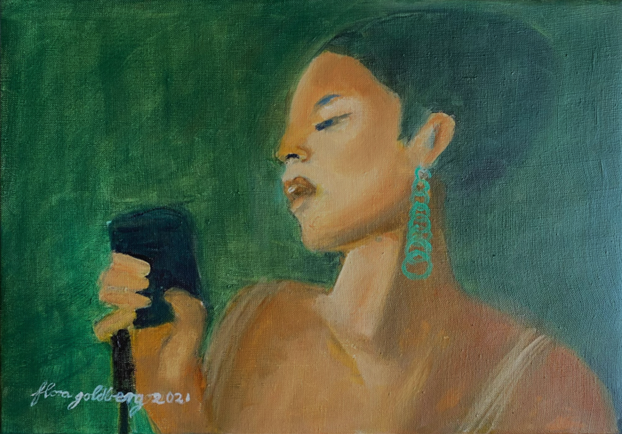 Flora Goldberg – Arete verde – Óleo sobre tela de lino